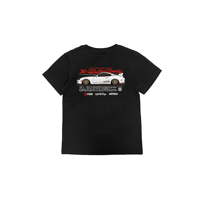 XCTRL x Gokuraku 極楽聯名JDM 2JZ童裝短T-黑