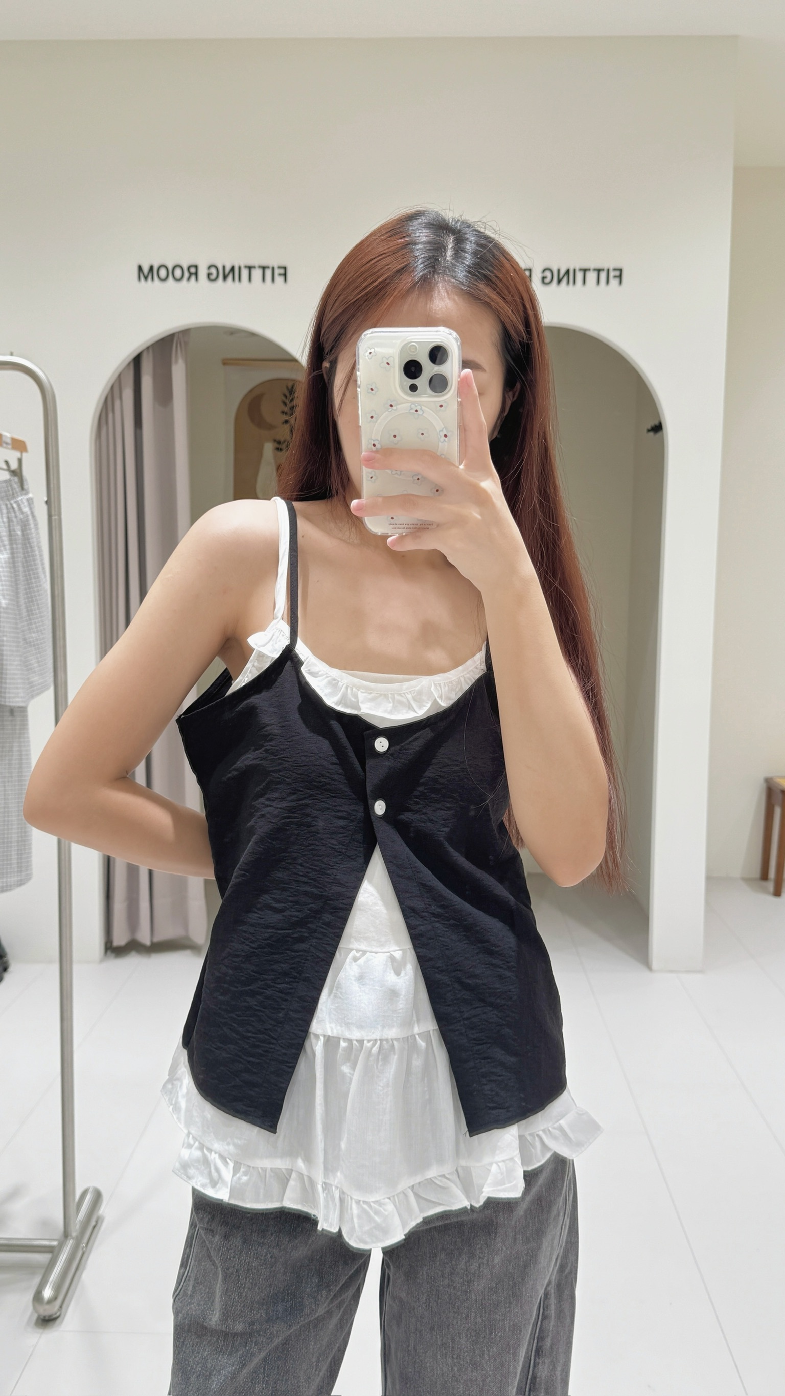 荷葉邊假兩件背心