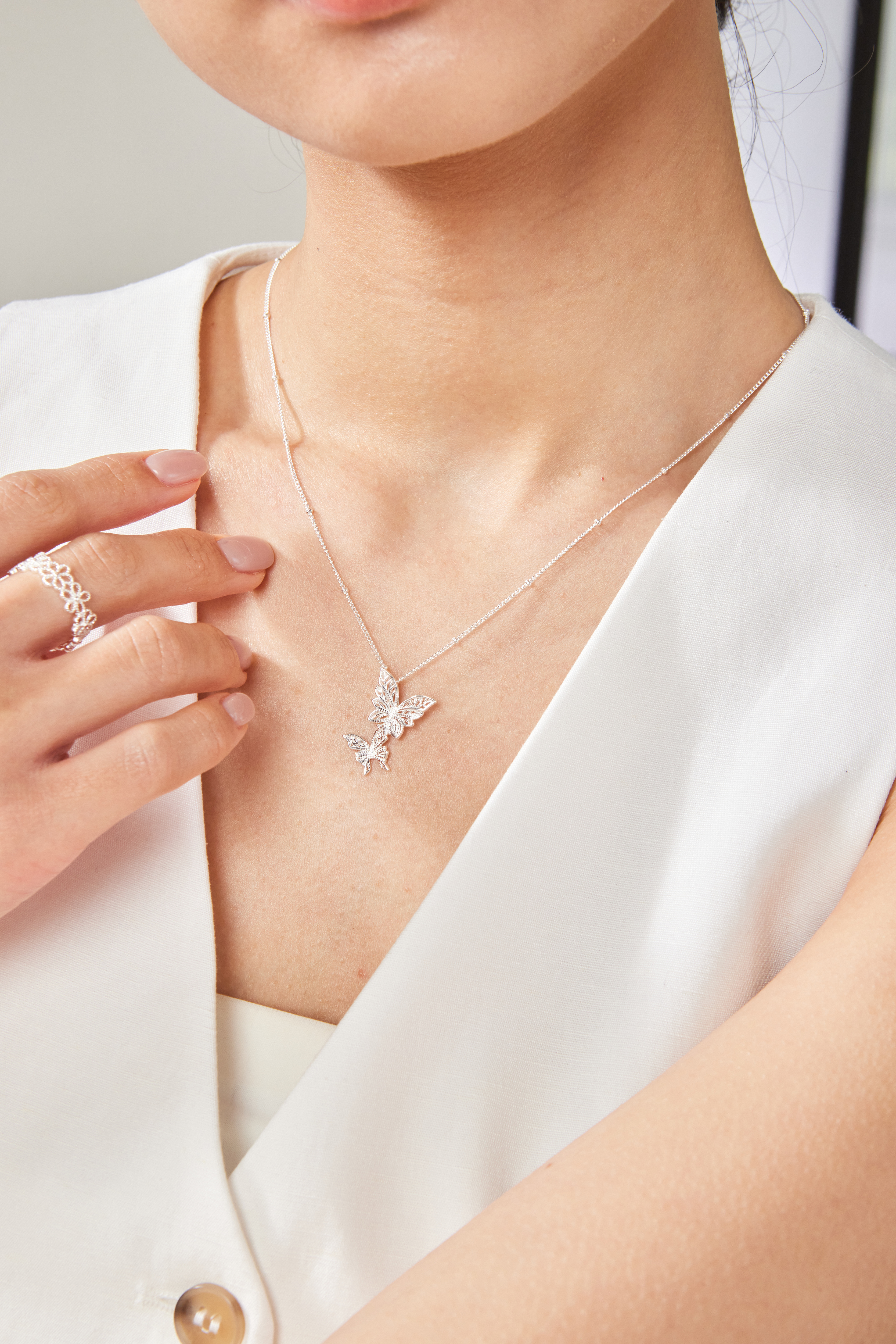 N1032  |  純銀雙蝴蝶項鍊