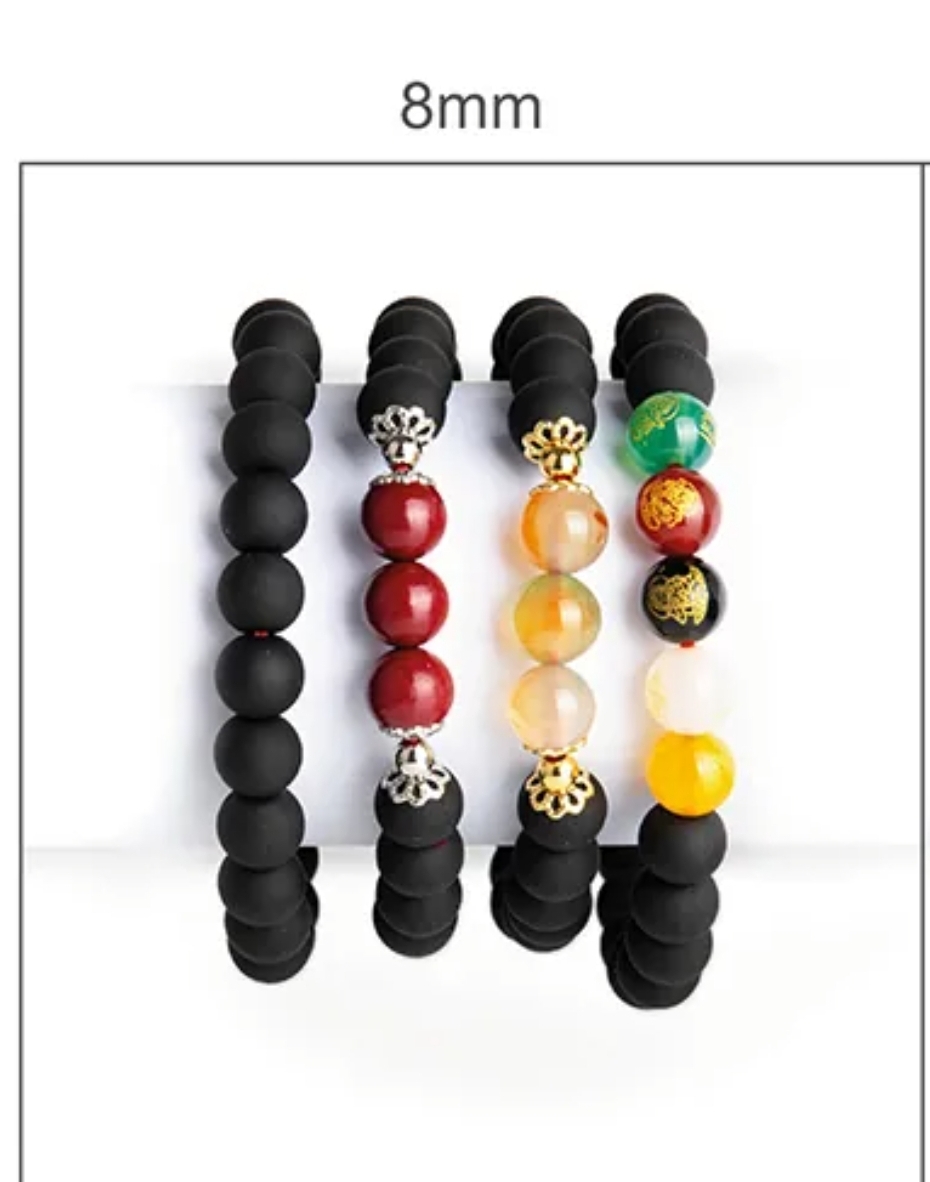 Cd8114  石墨帰8mm串珠手鍵-三粒 瑪瑙金扣   石墨烯珠仔20粒 附送2粒石墨烯珠仔及繩