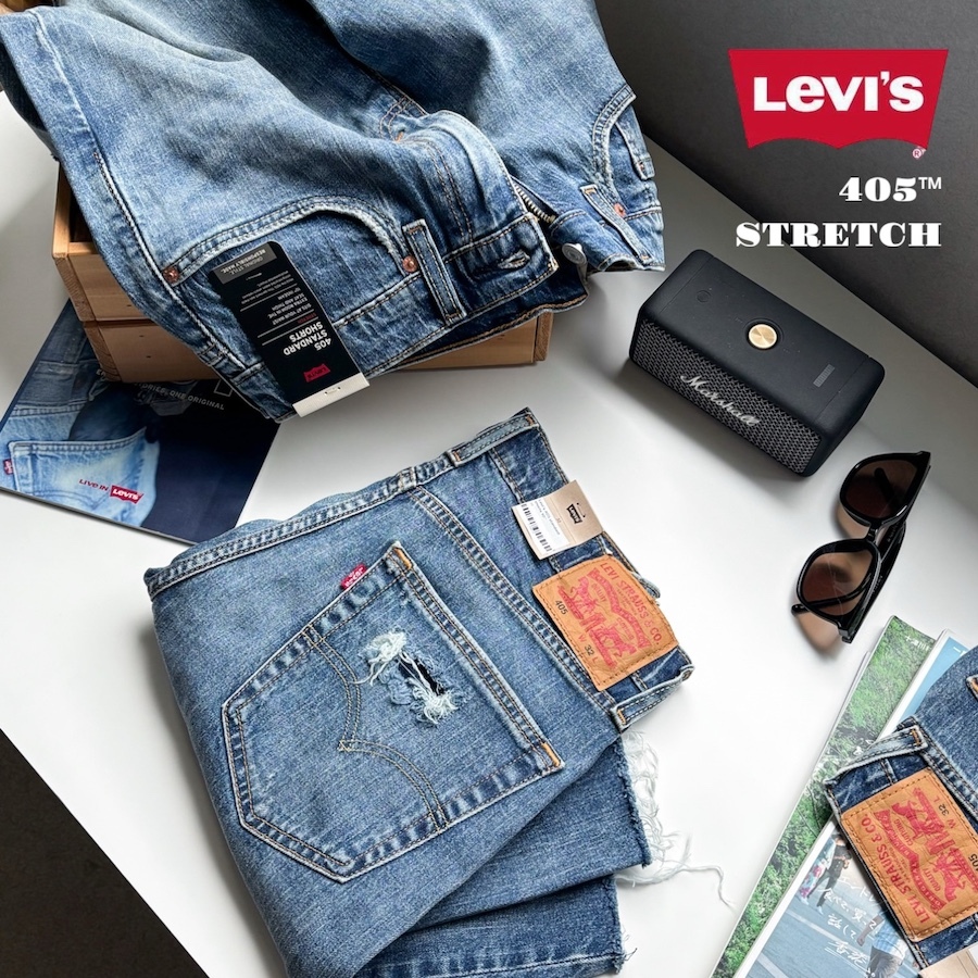 |🔥驚爆價！單件現折$888 |🇺🇸 LEVI'S® 405™ 石洗藍 牛仔短褲
