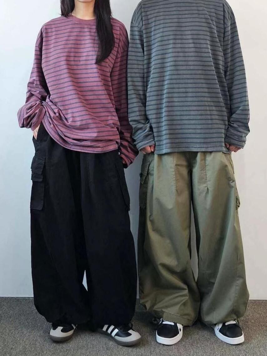 淨色工裝鬆身褲 F&c-073P