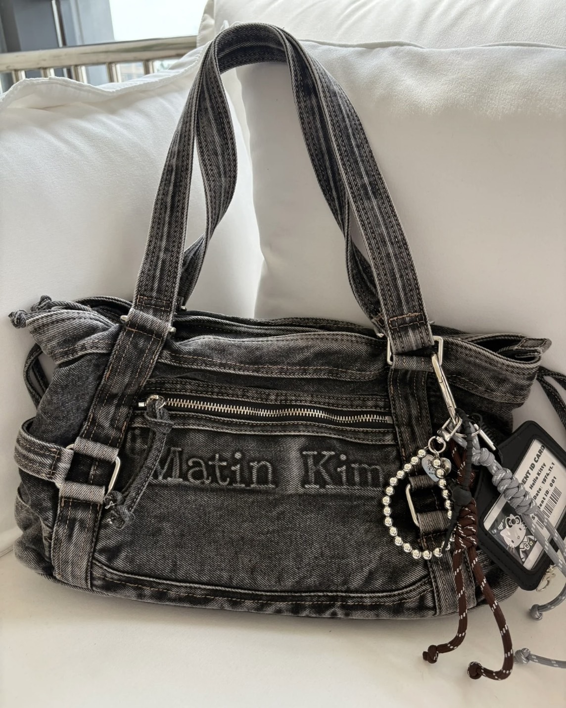 MATIN KIM ■ WASHED DENIM SQUARE BAG ⠀ 25 Summer New Denim Bag is COMING!!🐬👖🌀💙 - MATIN