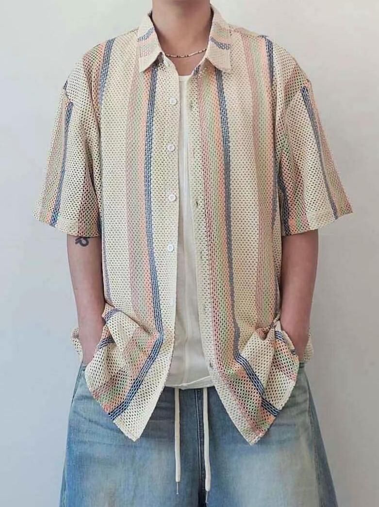 直紋短袖恤衫 F&c-076S