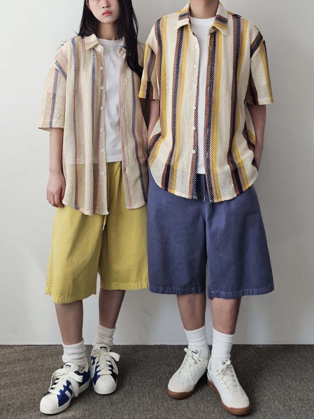 直紋短袖恤衫 F&c-076S