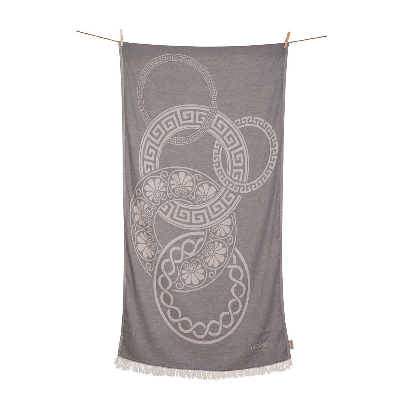 1AA0528-029 AELIA ANNA Beach Towel Olympia Anthrax & Natural #25080 (F-EU-E)