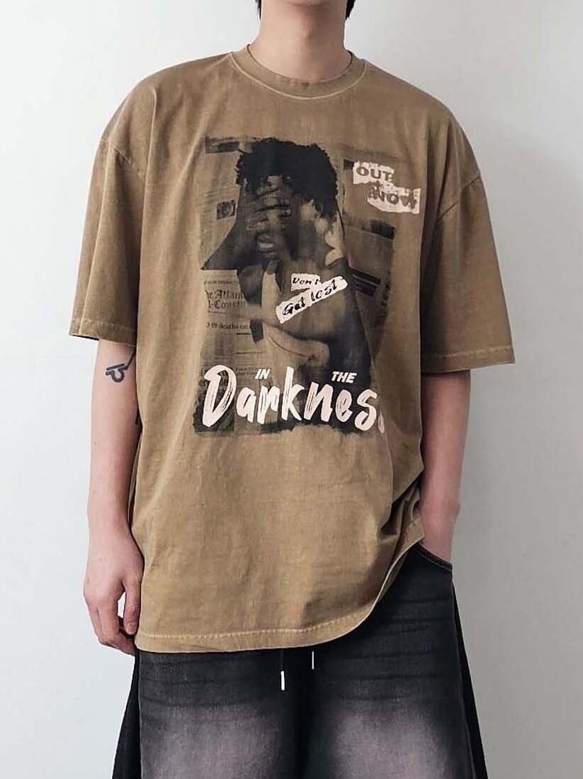 英文字圖案短袖Tee F&c-077T