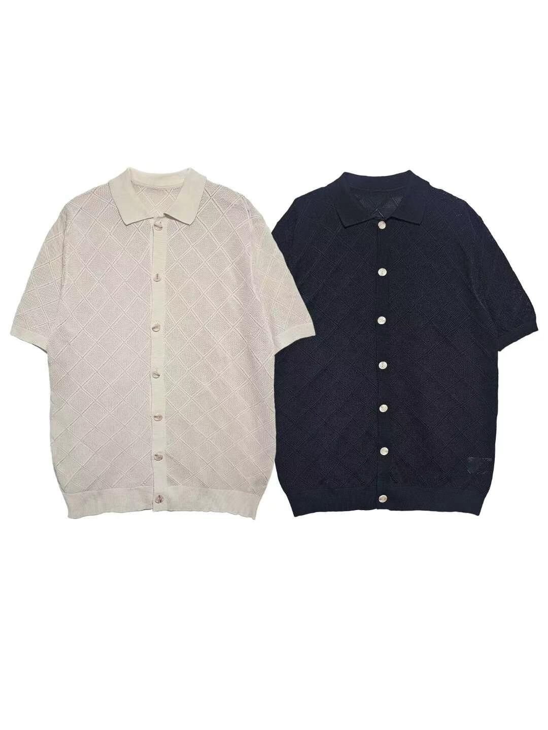 淨色暗紋短袖線恤衫 F&c-078JK