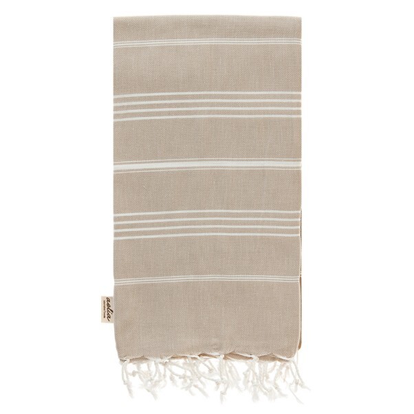 1AA0528-030 AELIA ANNA Beach Towel Samothraki Beige & White Stripes #18297 (F-EU-E)