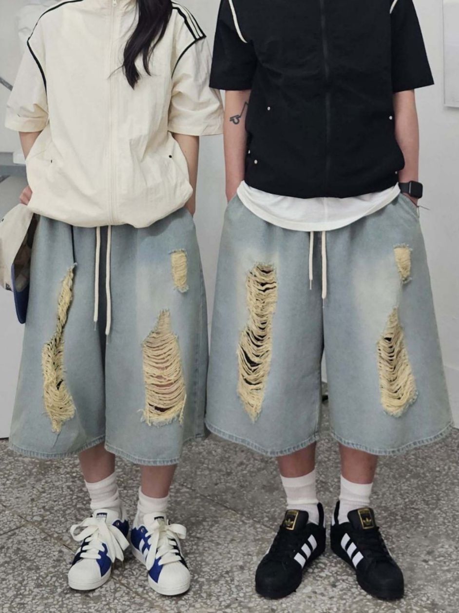 洗水破洞牛仔短褲 F&c-079P