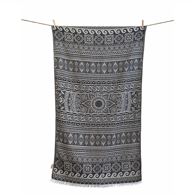 1AA0528-013 AELIA ANNA Beach Towel Elliniko Black #20110 (D-EU-E)