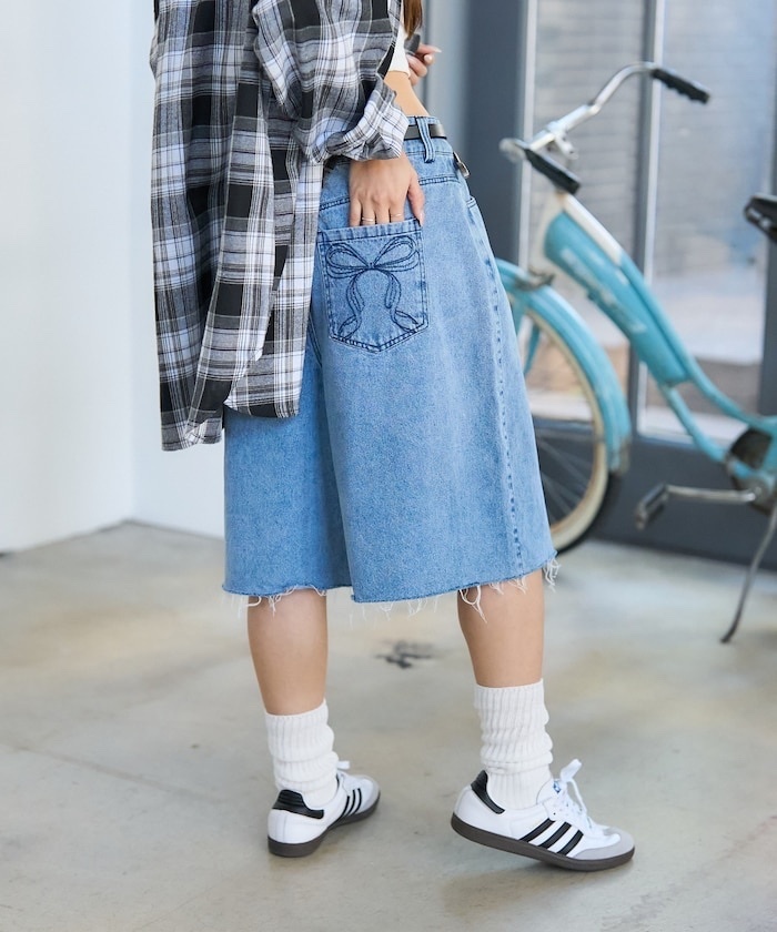 PUBLUX / Limited products denim Pants with ribbon embroidery