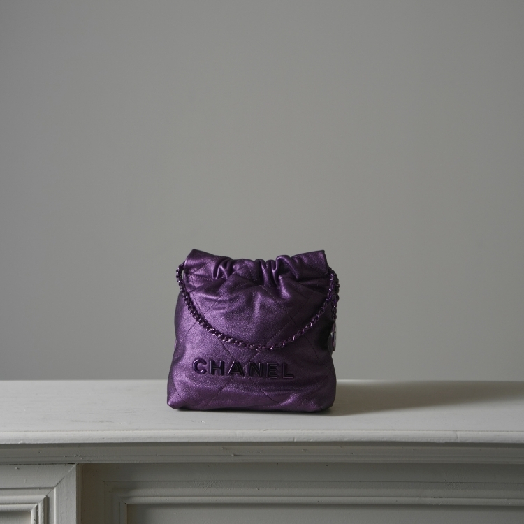 Chanel Mini 22 金屬紫色