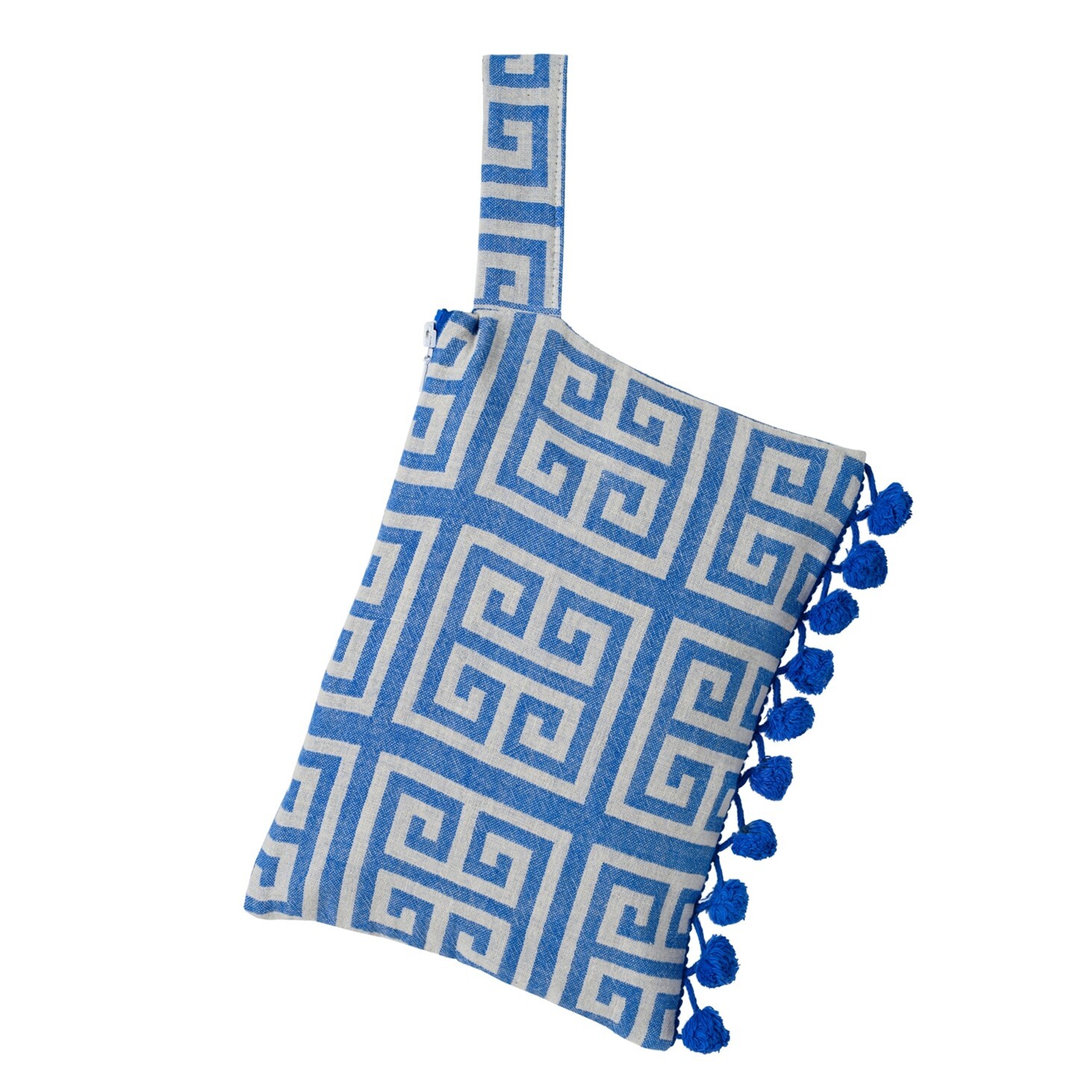 1AA0528-048 AELIA ANNA Clutch Meandros Parl.Blue Ponpon #21422-19 (A-EU-E)