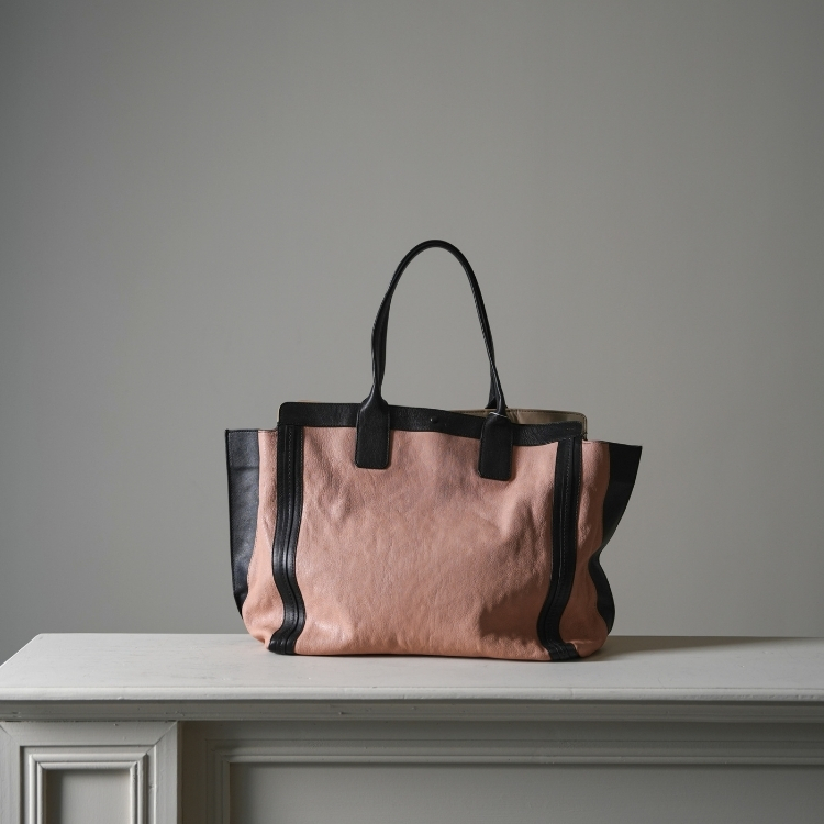 Chloe 玫瑰粉黑邊托特包