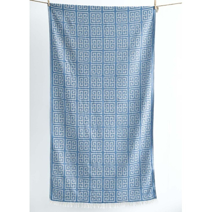 1AA0528-071 AELIA ANNA Beach Towel Meandros Parl. Blue #21422 (F-EU-E)