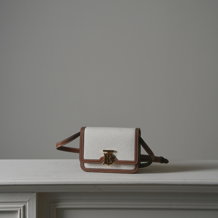 Burberry 經典帆布拚皮方包