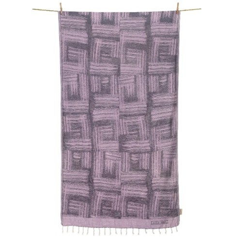 1AA0528-057 AELIA ANNA Beach Towel Sifnos Pink & Anthrax #22071 (D-EU-E)