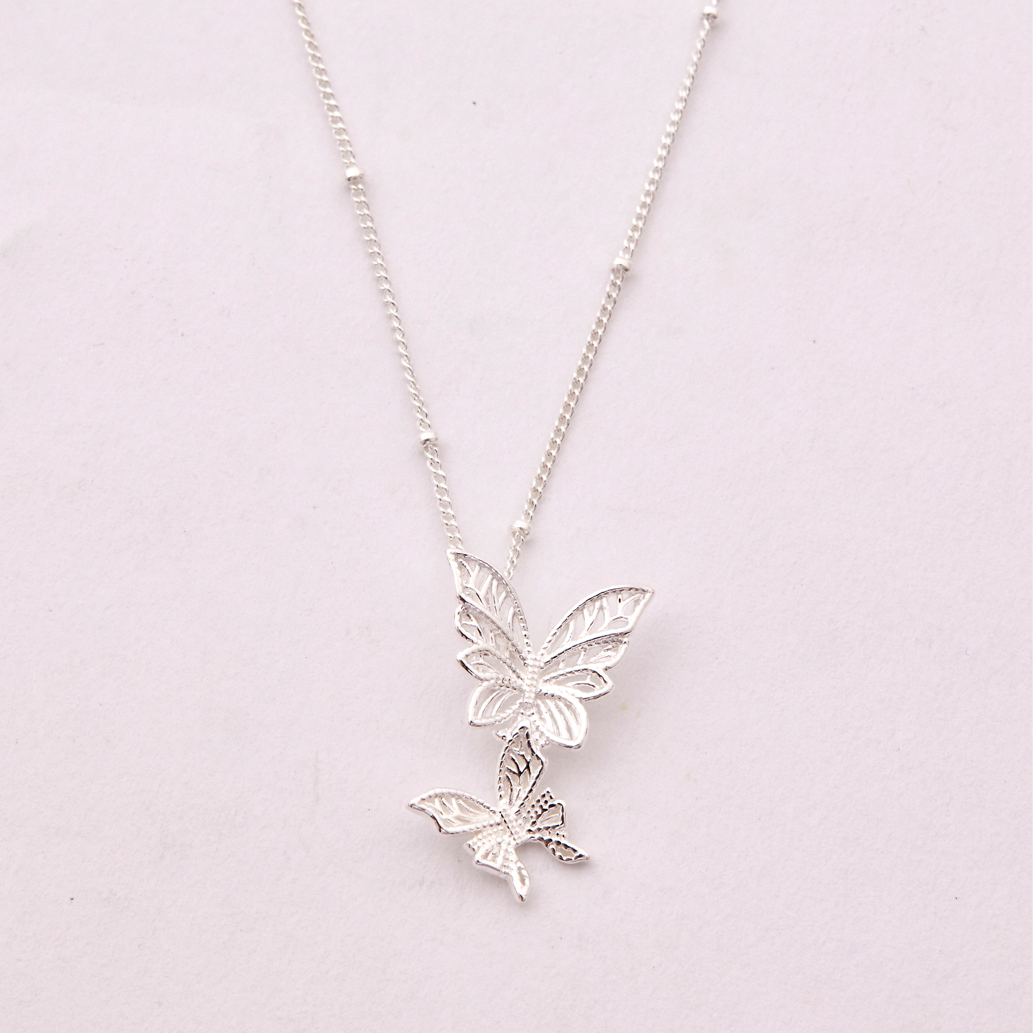 N1032  |  純銀雙蝴蝶項鍊