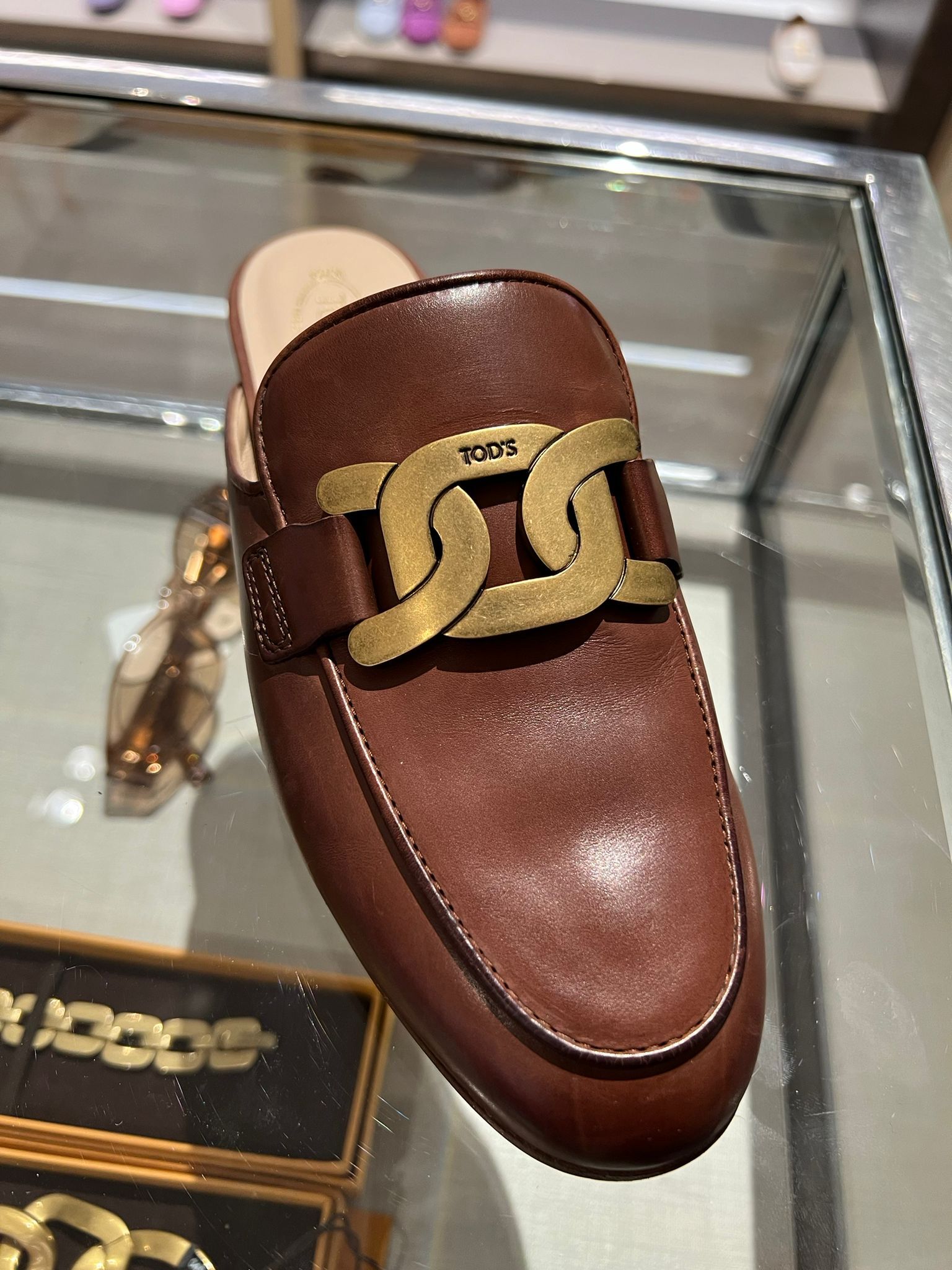 【直播】TODS LL0528586 皮革裸跟鞋 (啡色)