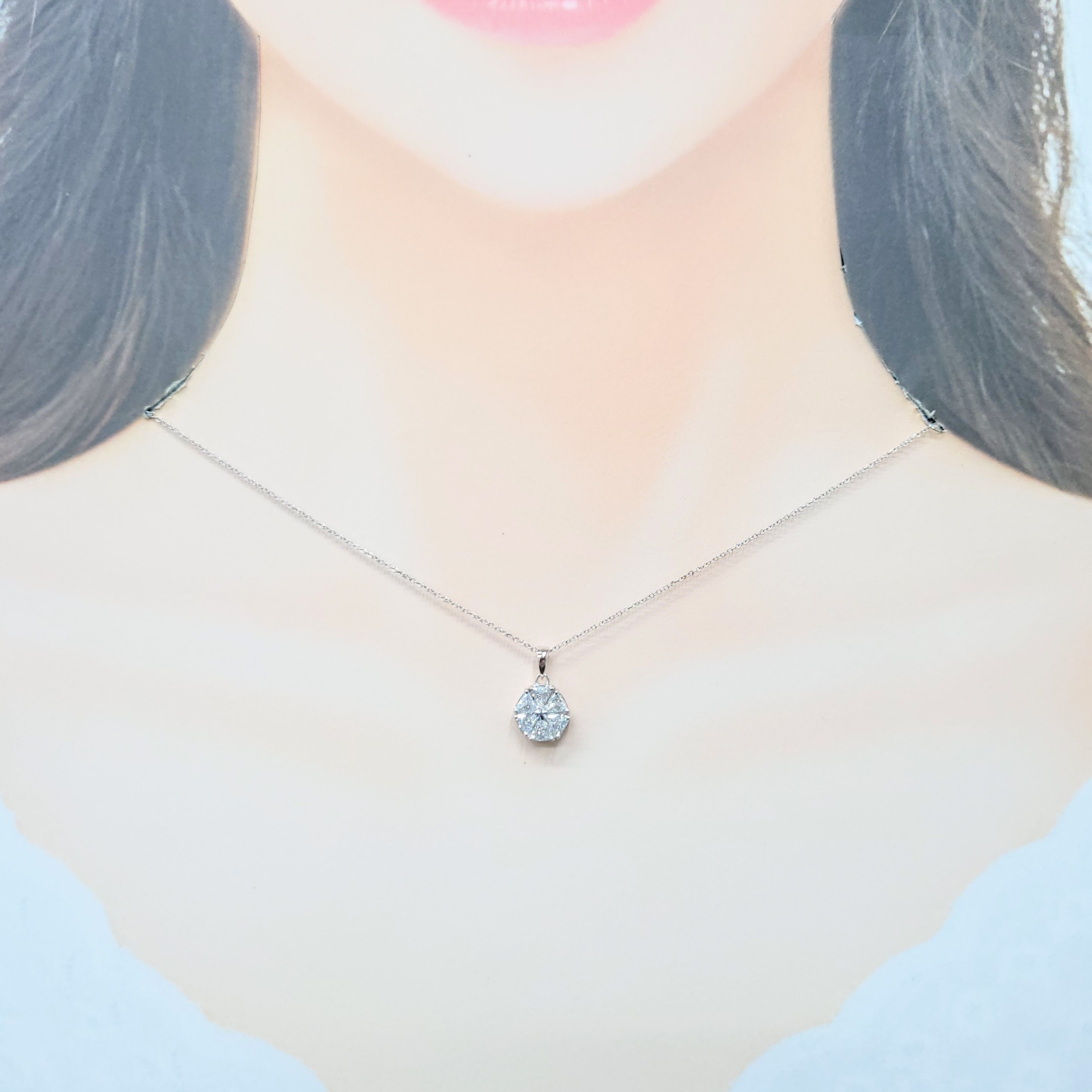 18K White Gold 0.67ct Triangle Cut Diamond Pendant