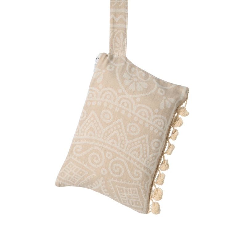 1AA0528-080 AELIA ANNA Clutch Elliniko Beige Ponpon #20472-6 (D-EU-E)