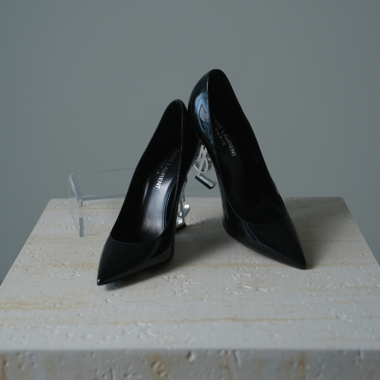 YSL 黑色字母高跟鞋 36號