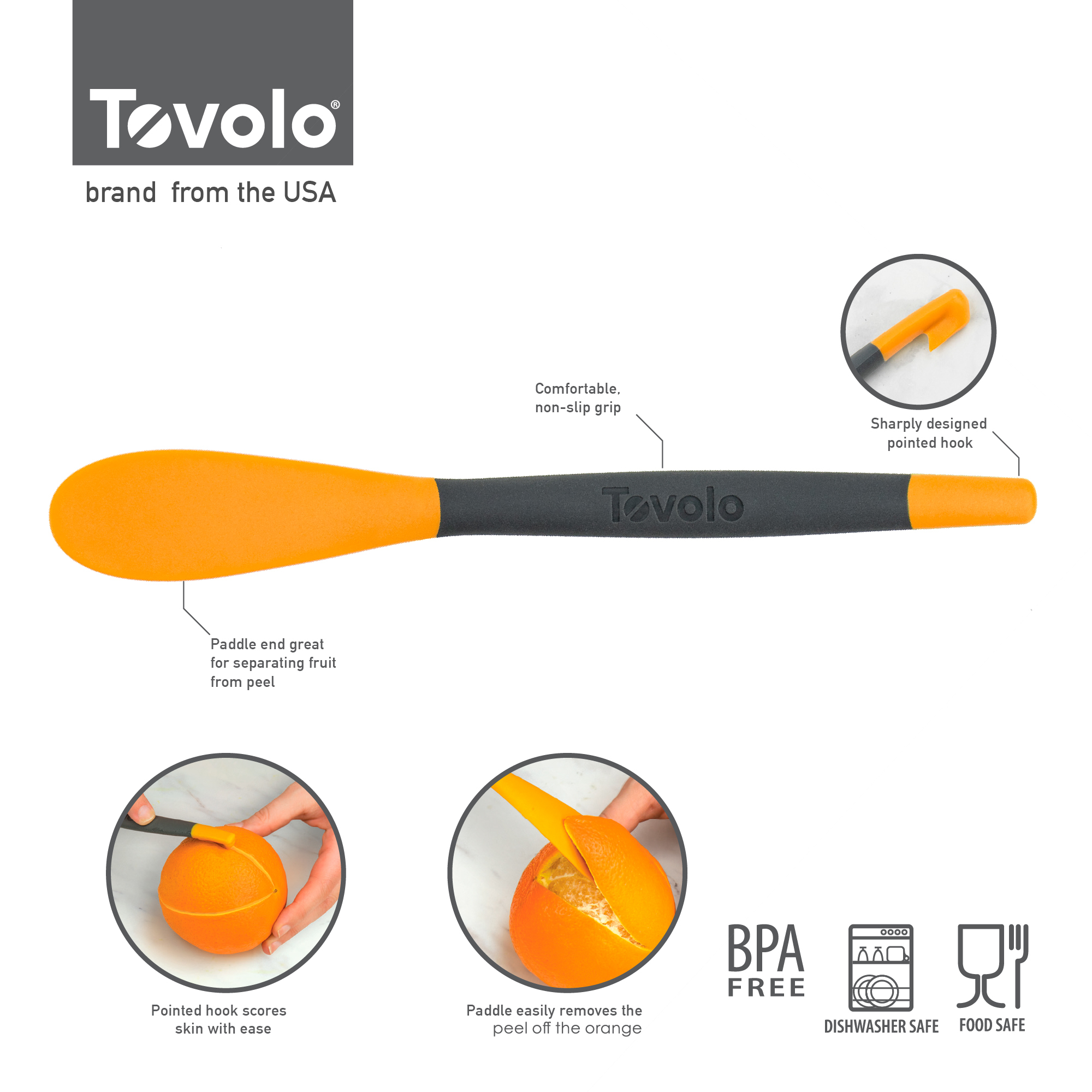 TOVOLO 2合1柑橘去皮器（開橙器）