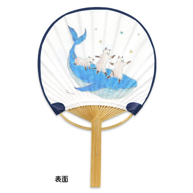 貓咪與鯨魚 竹扇子造型卡片組｜日本ACTIVE CORPORATION