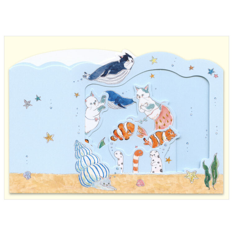 貓與海底世界 立體卡片  トコロコムギ系列 ｜日本ACTIVE CORPORATION