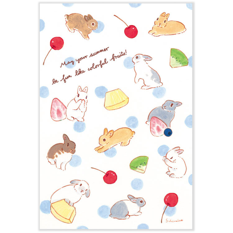 水果 兔子 森山標子 明信片｜日本ACTIVE CORPORATION