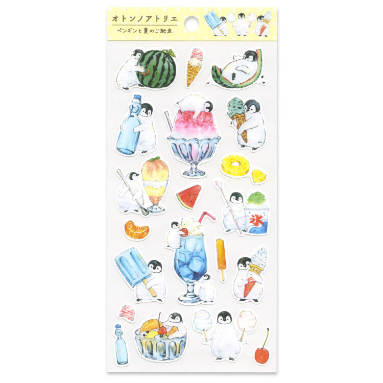 企鵝與夏日美食 手帳貼紙 ｜日本ACTIVE CORPORATION