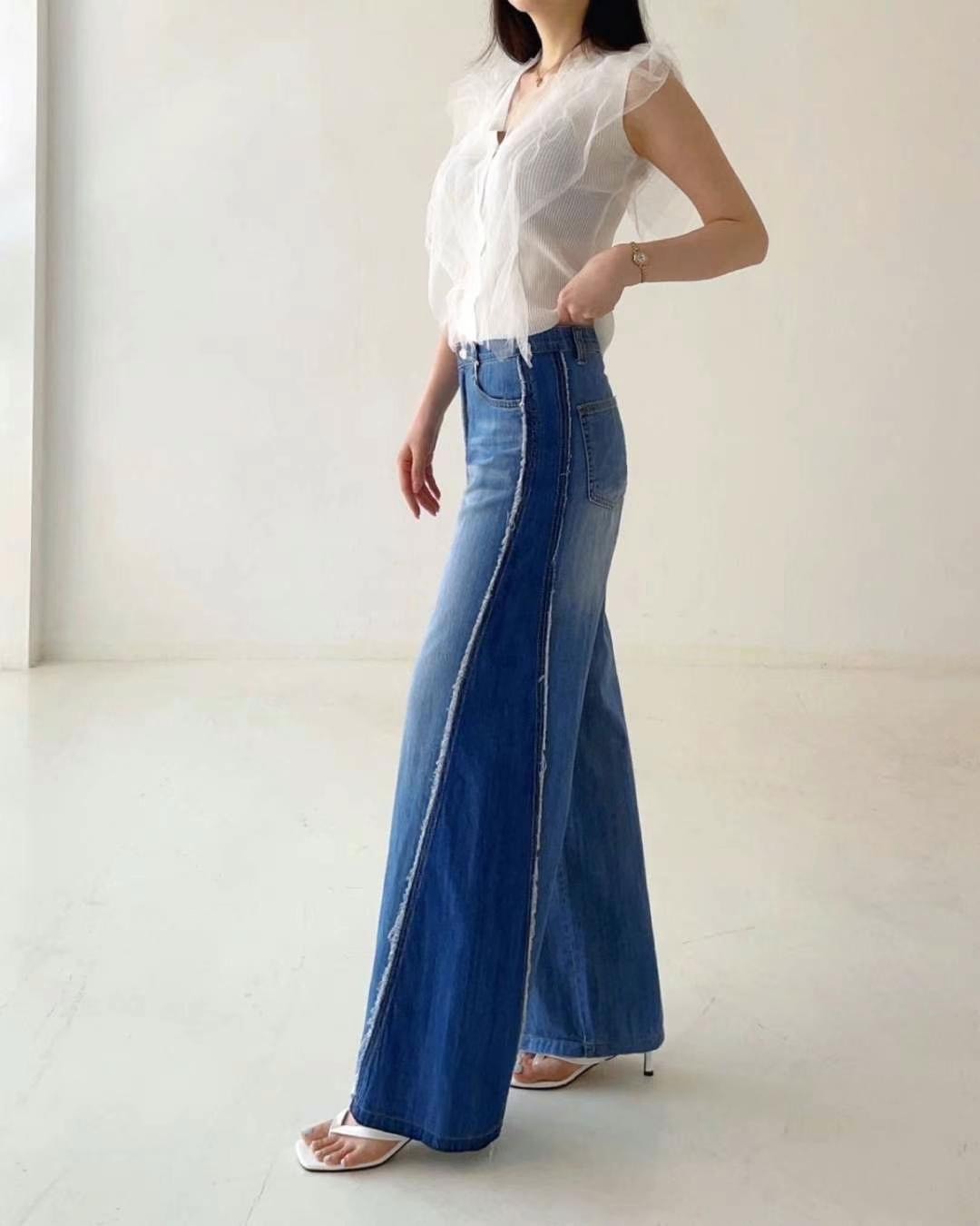 2095拚色牛仔寬褲