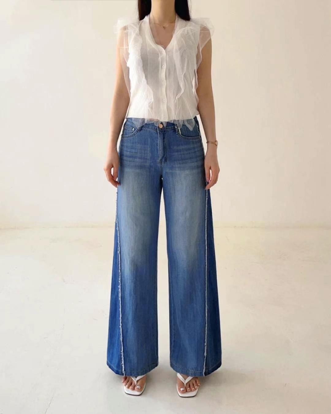 2095拚色牛仔寬褲