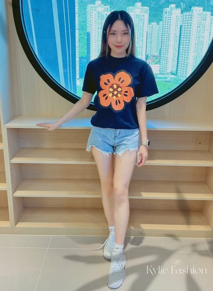 KENZO Kids  深藍色 海棠花 Tee