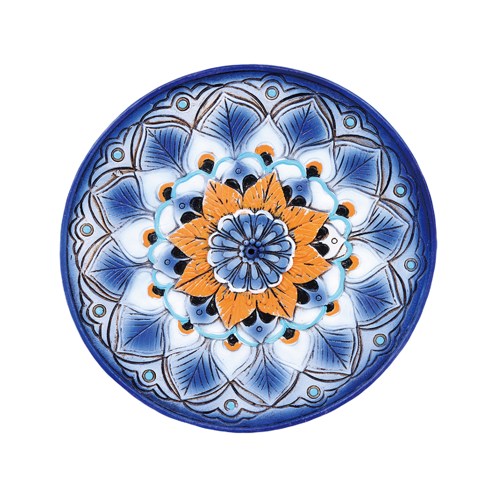 FLORAL MANDALA POLYRESIN ROUND INCENSE BURNER