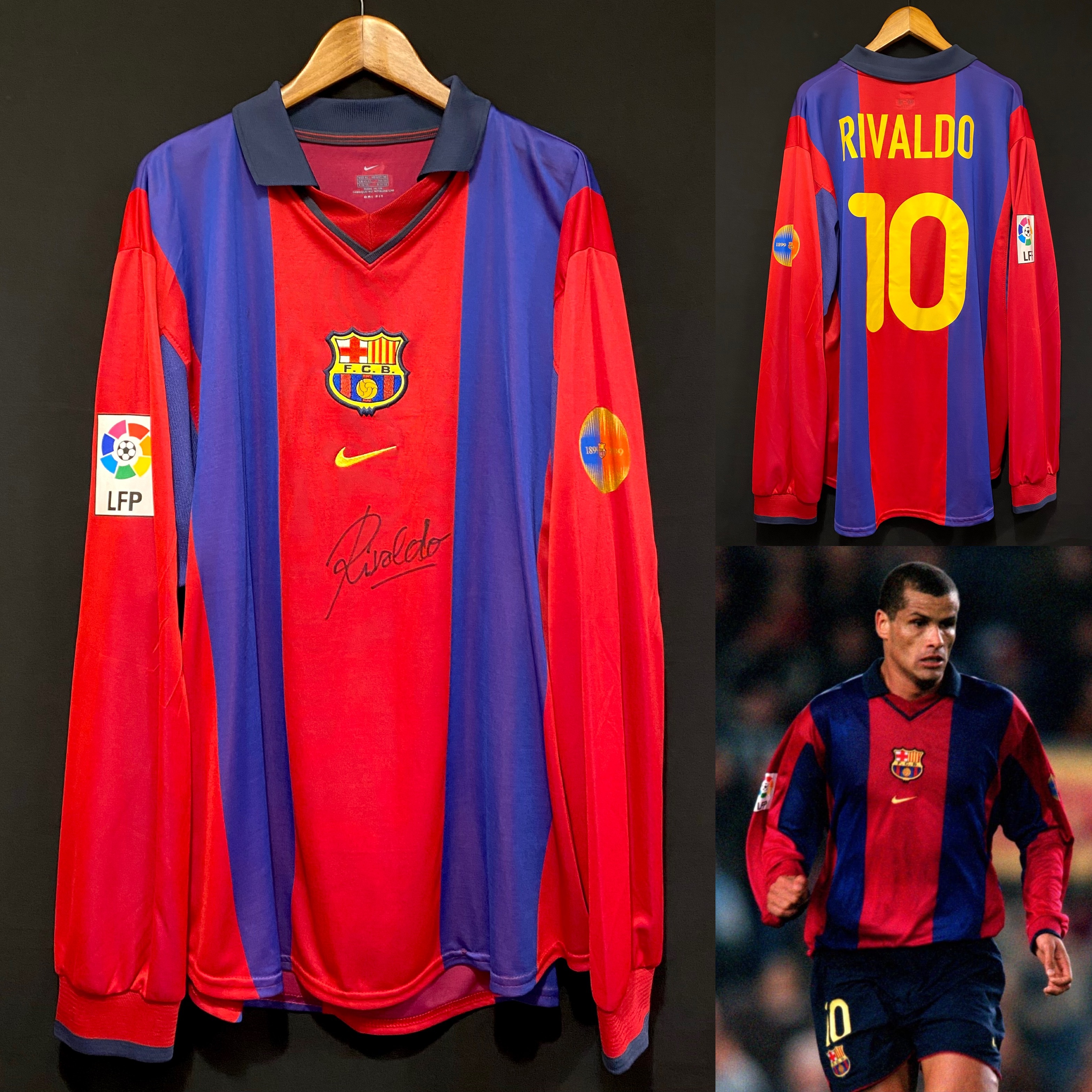 (更衣室版) 巴塞隆拿 2000-2001 Nike 主場長袖更衣室球員版球衣 #10 RIVALDO