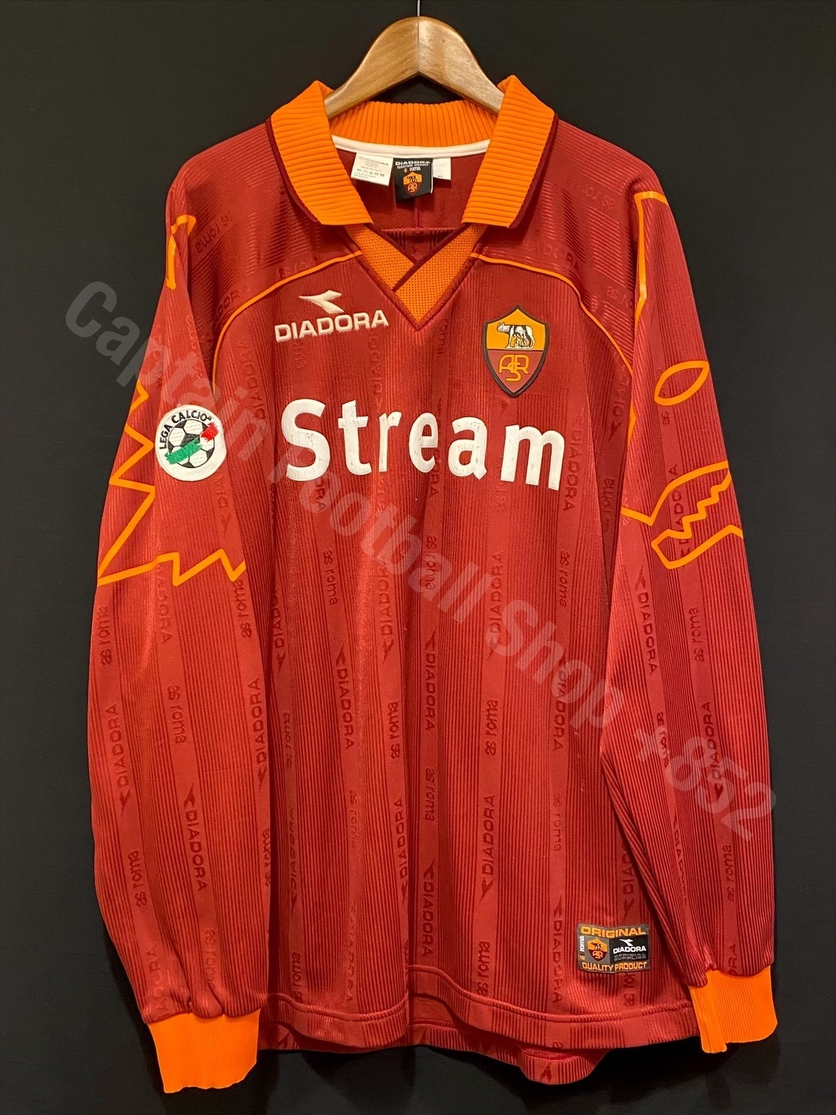 (Match Worn) AS Roma 1999-2000 Coppa Italia Diadora Home L/S Match Worn Shirt #2 CAFU