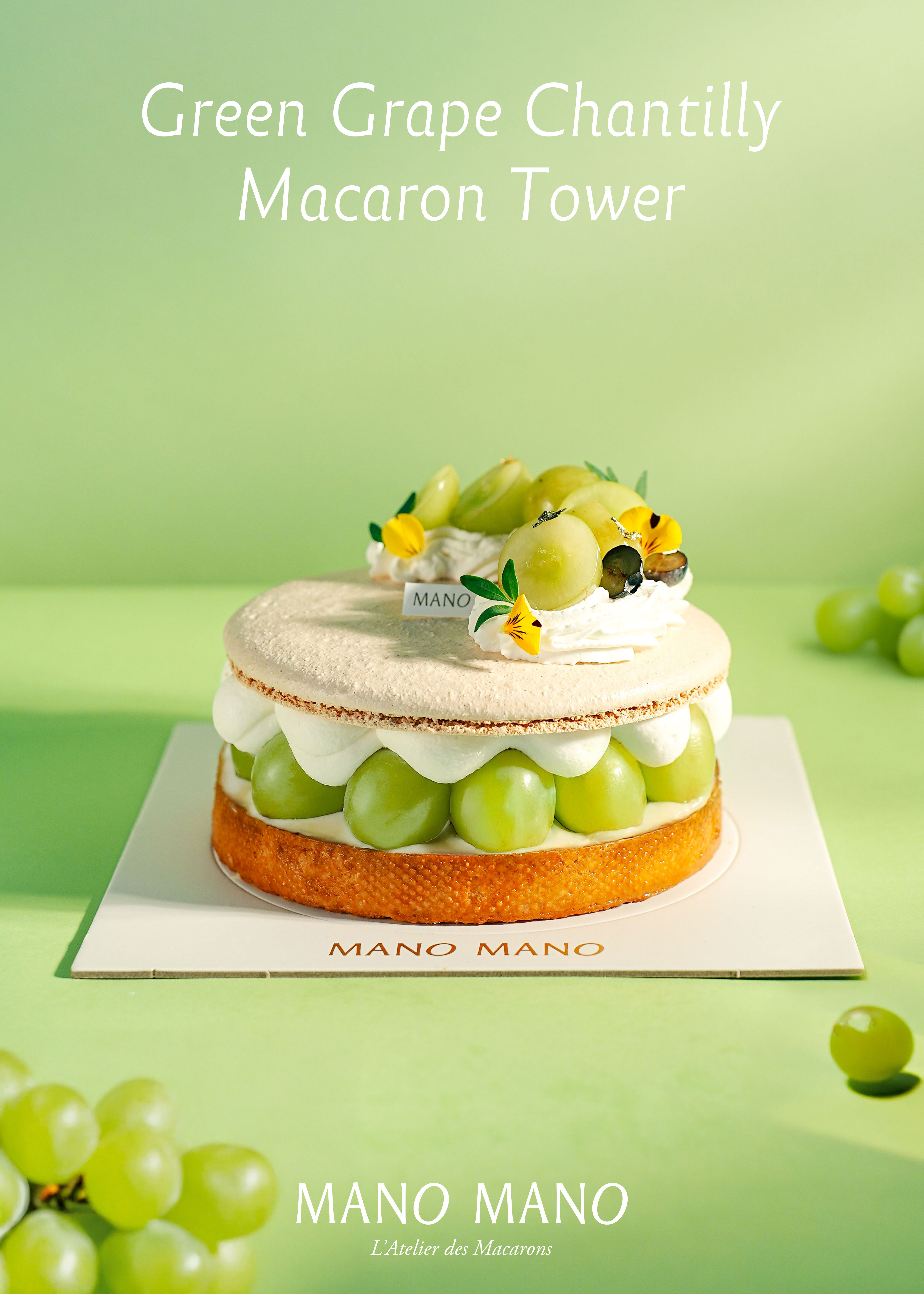 6吋 綠葡萄香緹馬卡龍塔