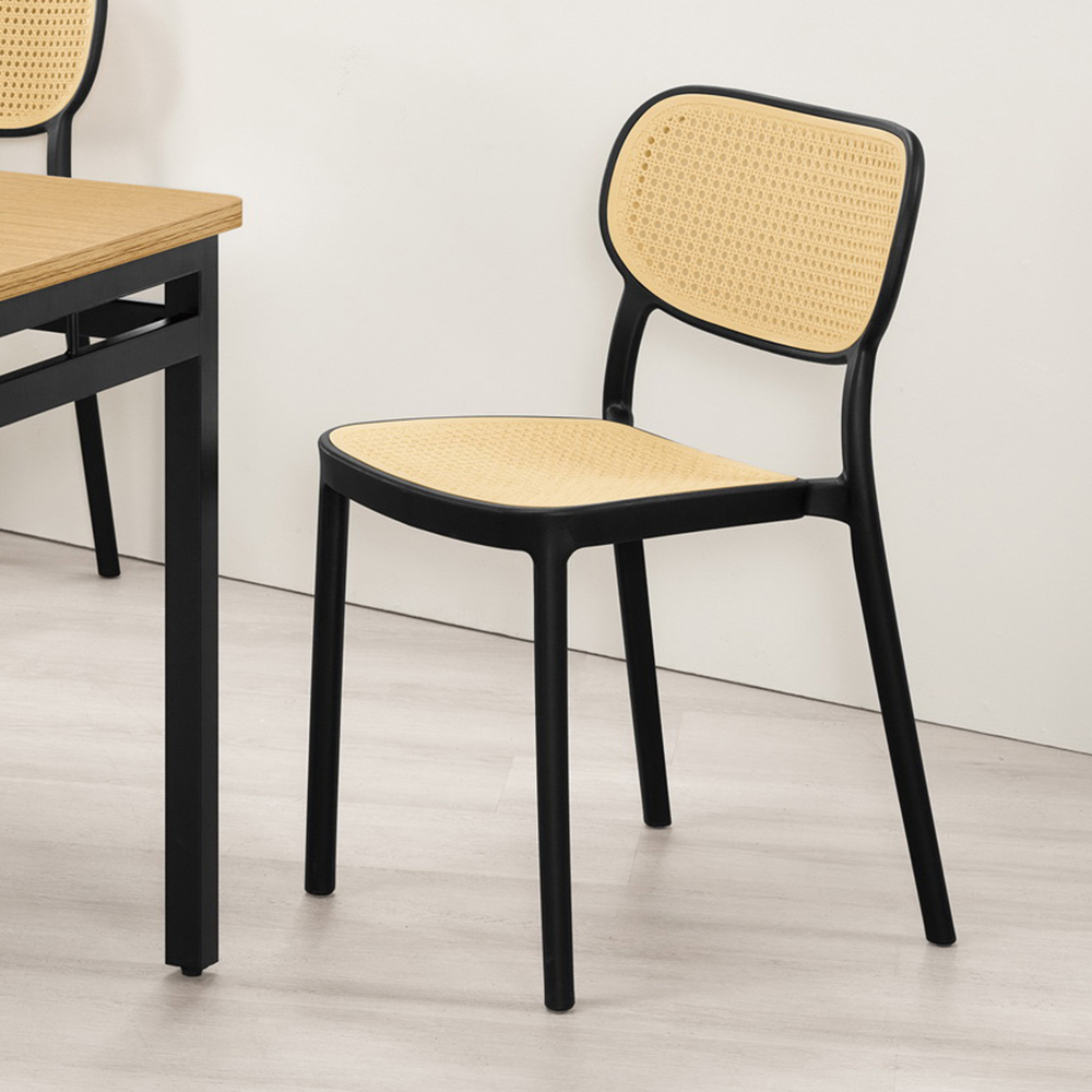 安希復古仿藤編織餐椅/PP材質編織造型椅/塑膠休閒椅/洽談椅/商業椅(三色可選)