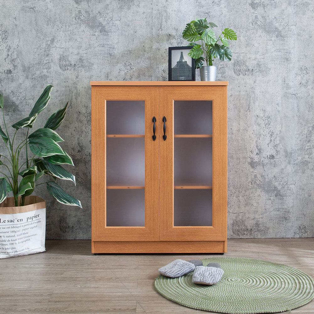 南亞塑鋼-2.7尺二開門霧面透視鞋櫃