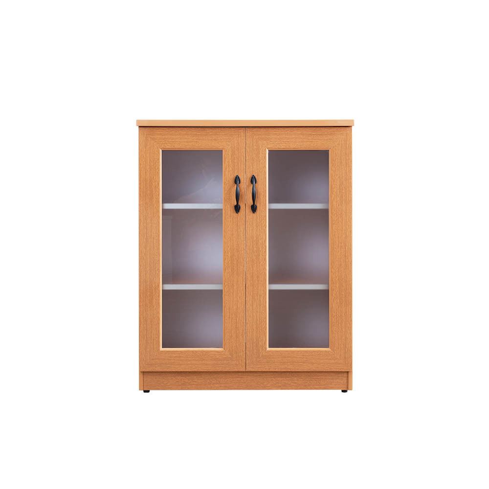 南亞塑鋼-2.7尺二開門霧面透視收納櫃/展示書櫃/置物矮櫃