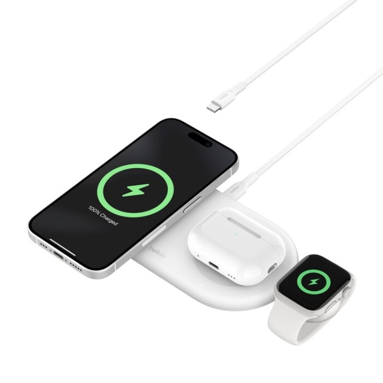 Belkin BoostCharge Pro Qi2 15W 3合1磁吸無線充電板