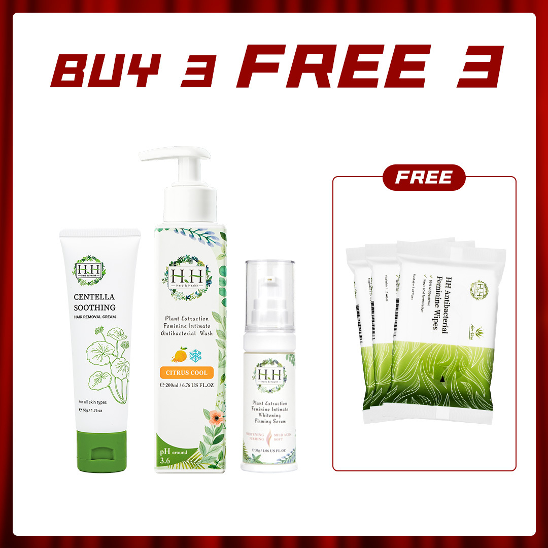 HH Hair Removal Cream(50g) +Antibacterial Wash(200ml) +Whitening Serum(30ml)