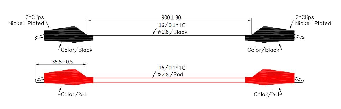 雙頭鱷魚夾連接線,尺寸規格