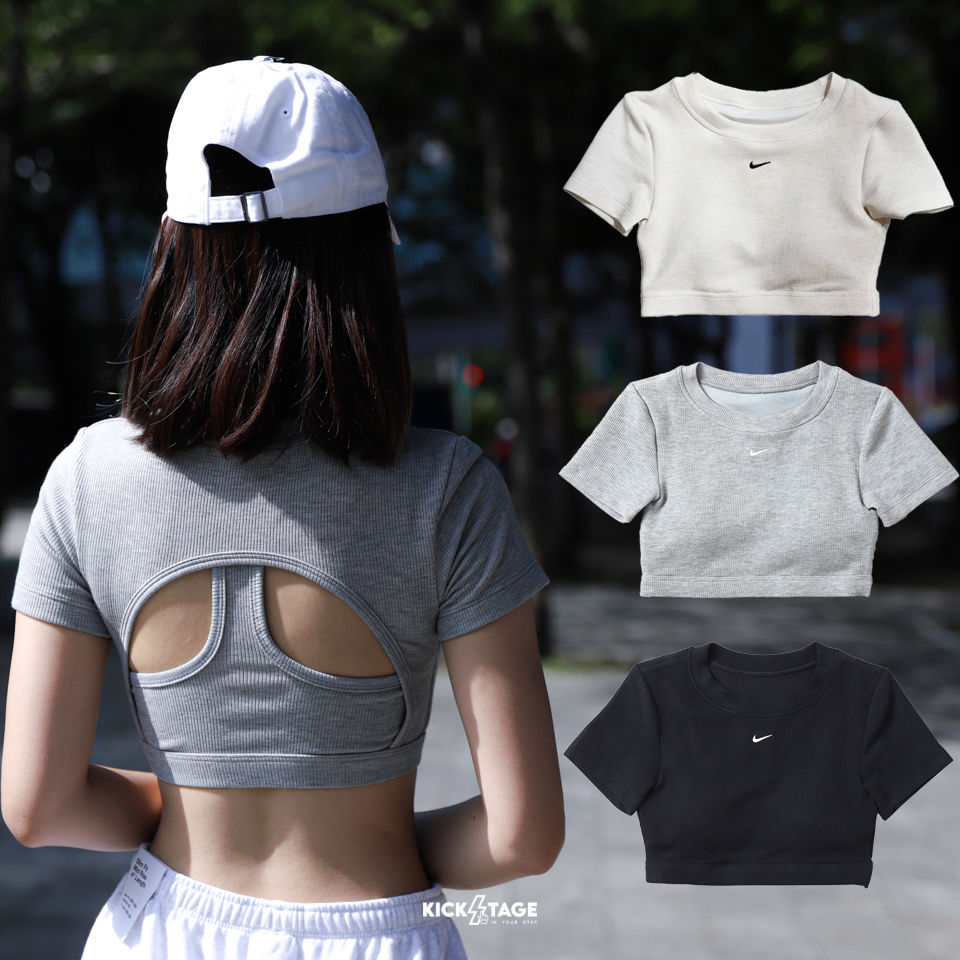 女款 NIKE CLSC BABY TEE BRA 黑 灰 米 挖背 襯墊 短版 運動 輕度支撐 健身 瑜珈 運動內衣【HF5418】NBRA