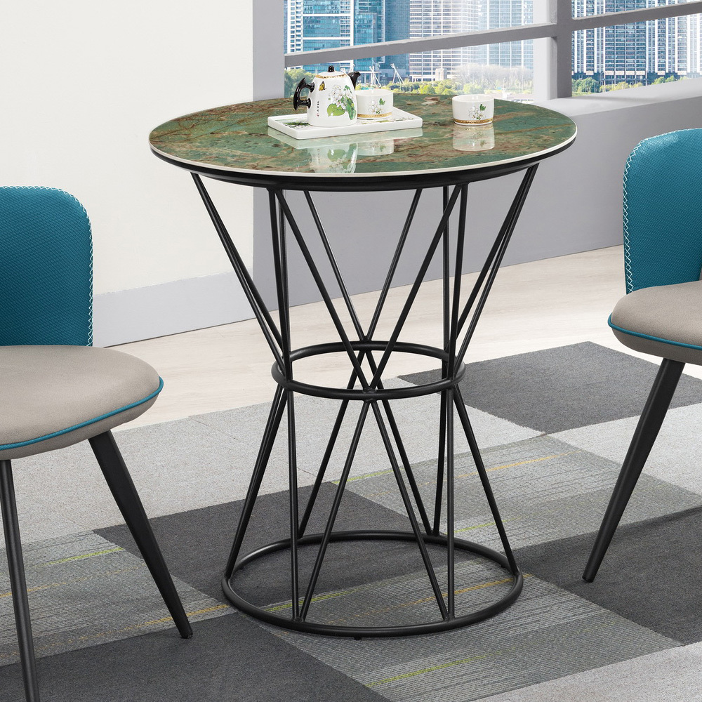 桑莫2.3尺工業風岩板圓型餐桌/造型小圓桌/休閒桌/商業洽談桌