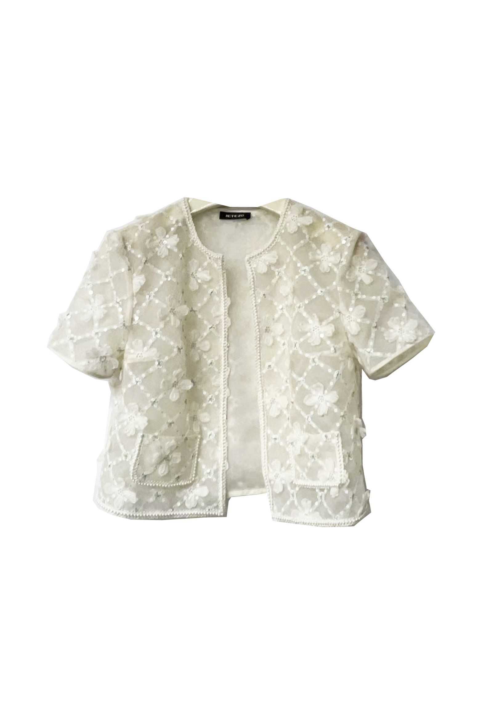 BE10053D1 浪漫婚禮菱格刺繡小花小香短外套