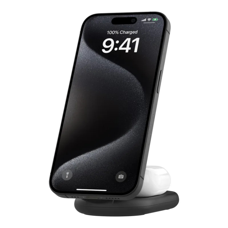 Belkin BoostCharge 2合1 Qi2 磁吸可摺疊無線充電器 15W