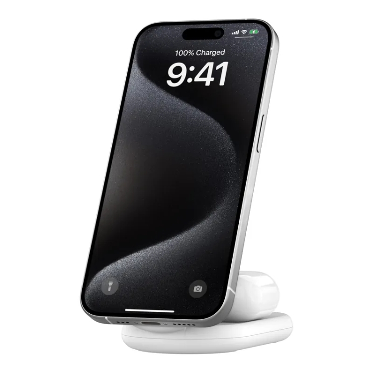 Belkin BoostCharge 2合1 Qi2 磁吸可摺疊無線充電器 15W